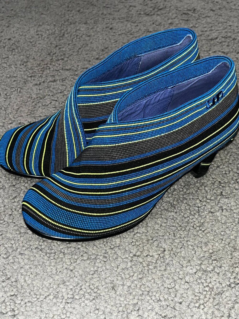 United Nude Fold Hi Bright Mix Multi-Color Striped Mesh Ankle Bootie -EUC - EU38